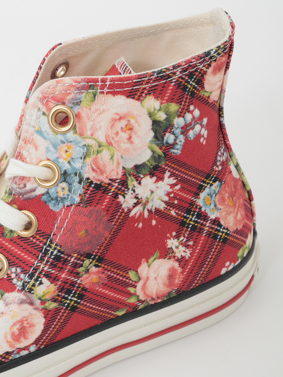 CONVERSE&times;PINK HOUSE フラワーチェックプリントハイカットスニーカー 詳細画像 アカ 6