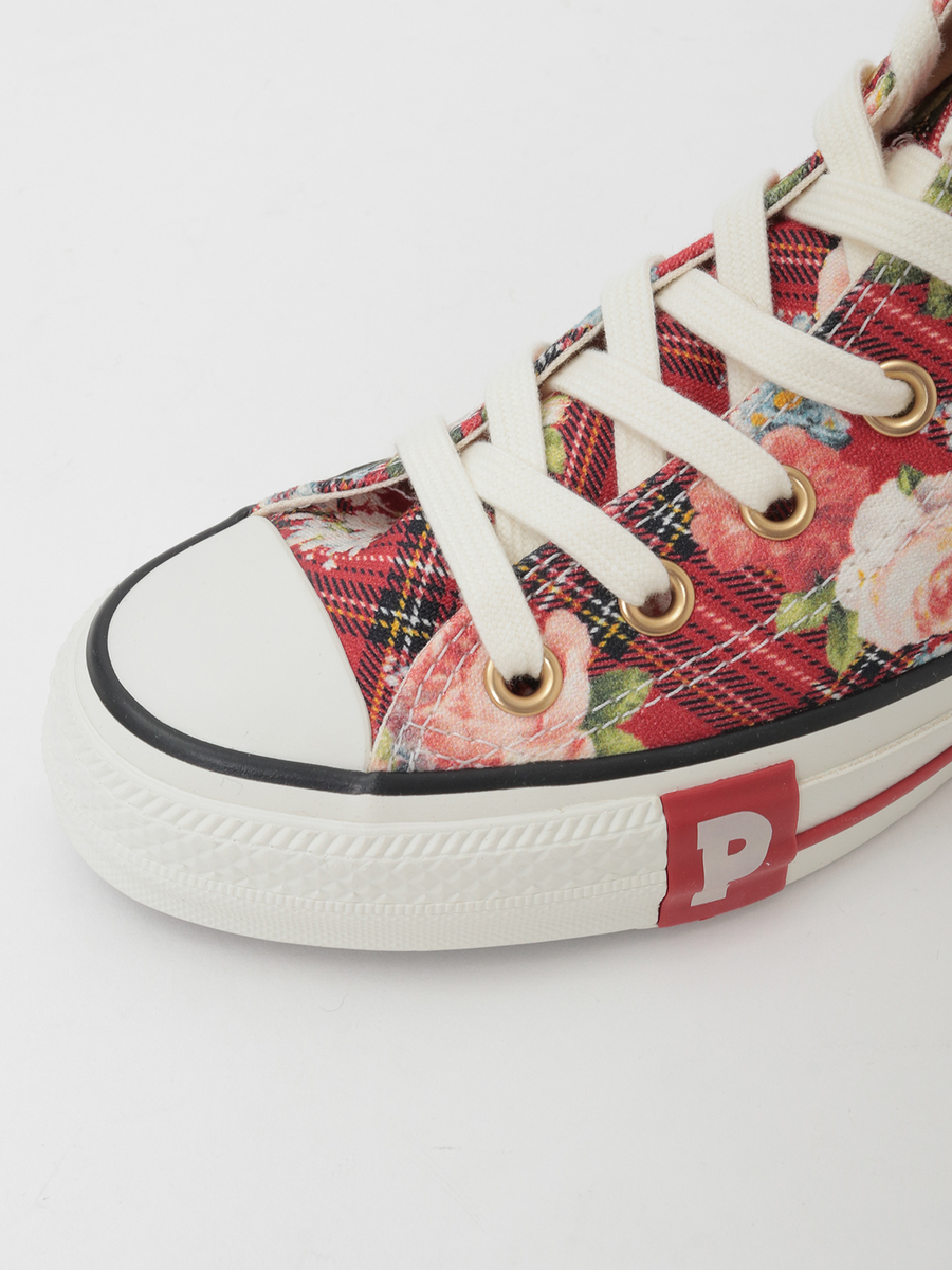 CONVERSE&times;PINK HOUSE フラワーチェックプリントハイカットスニーカー 詳細画像 アカ 8