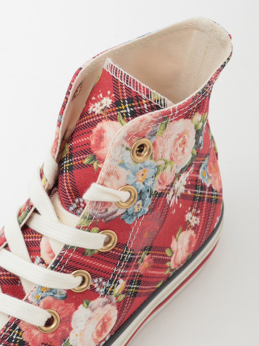 CONVERSE&times;PINK HOUSE フラワーチェックプリントハイカットスニーカー 詳細画像 アカ 9