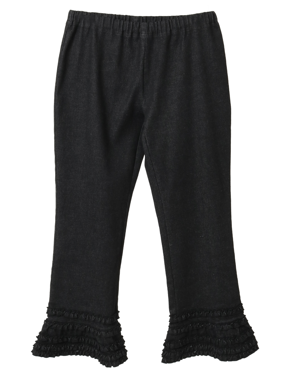 フリル使いニットデニムレギンス 詳細画像 クロ 1