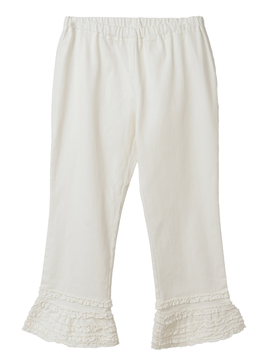 フリル使いニットデニムレギンス 詳細画像 シロ 1