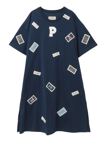 Pロゴ＆ネームワッペン使いカットソーワンピース