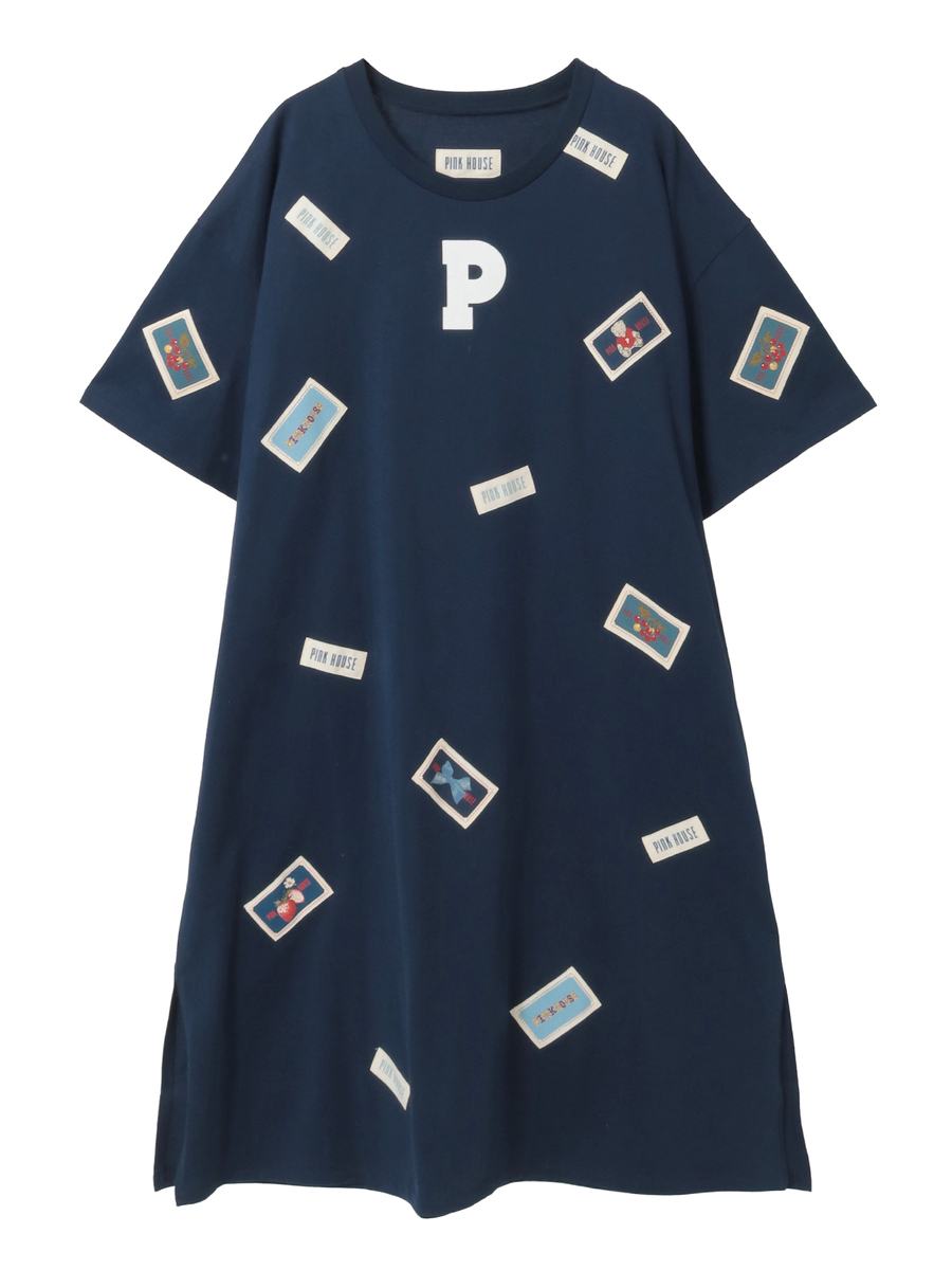 Pロゴ＆ネームワッペン使いカットソーワンピース 詳細画像 クロ 1