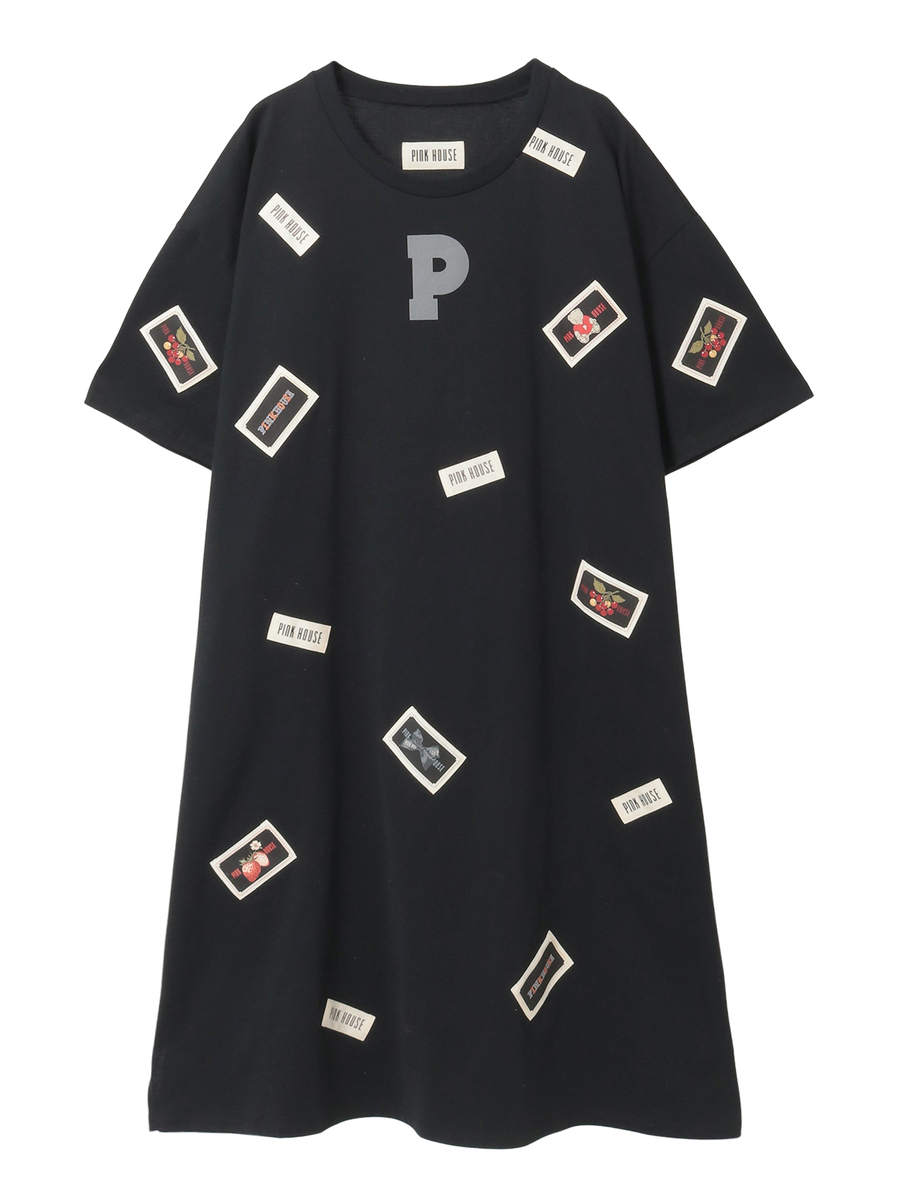 Pロゴ＆ネームワッペン使いカットソーワンピース 詳細画像 クロ 1