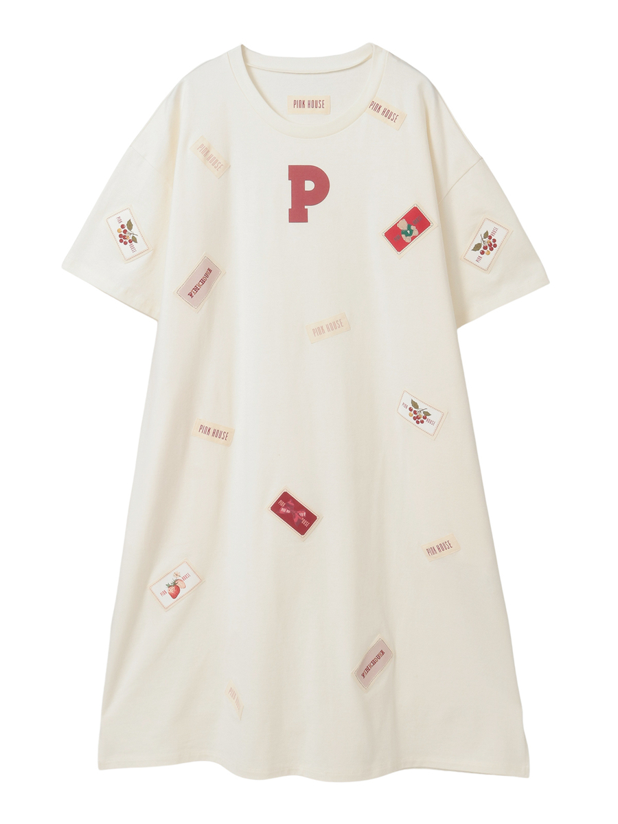 Pロゴ＆ネームワッペン使いカットソーワンピース 詳細画像 オフ 1