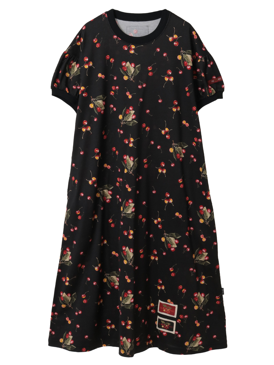 さくらんぼプリントカットソーワンピース 詳細画像 クロ 1