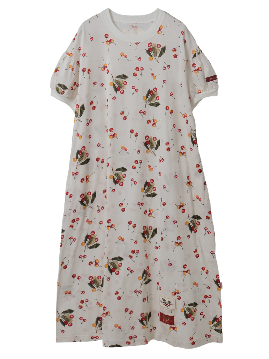 さくらんぼプリントカットソーワンピース 詳細画像 シロ 1