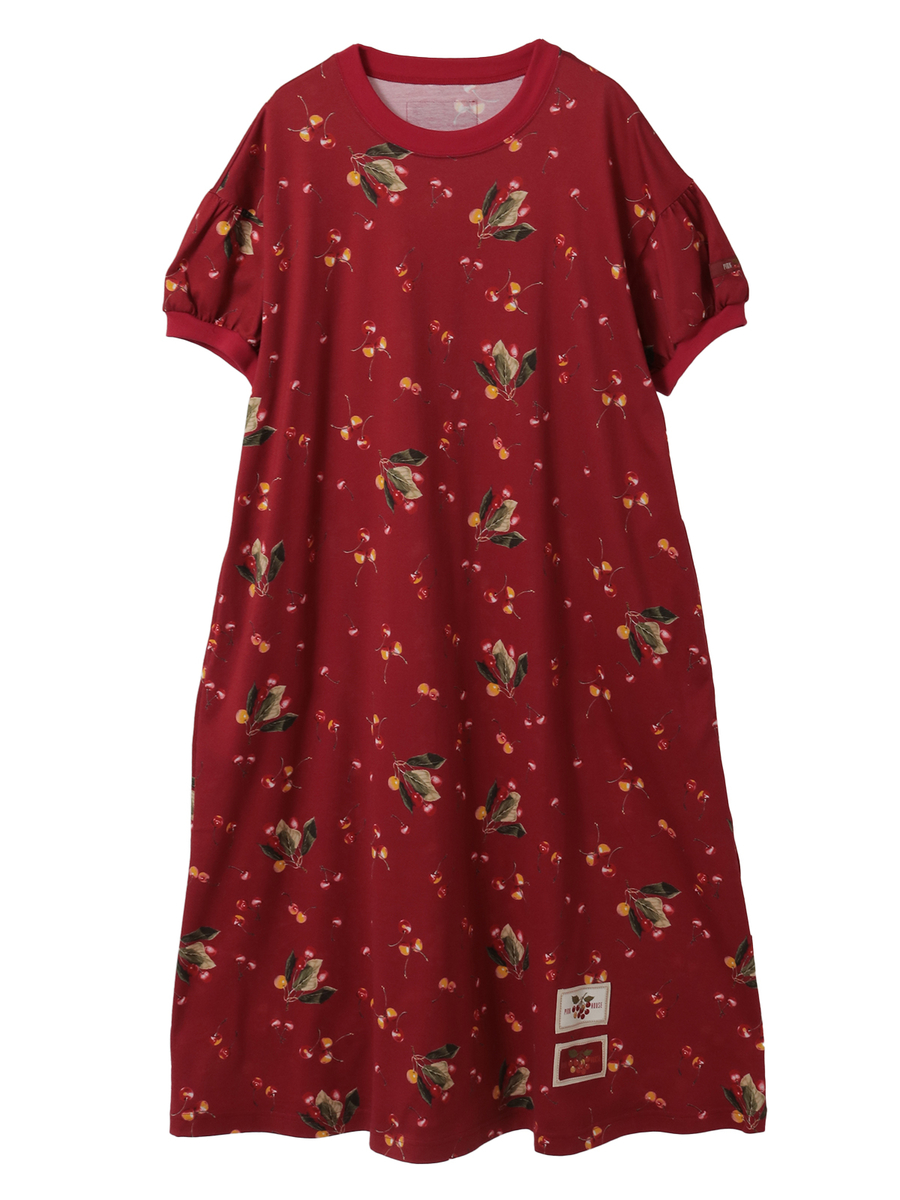 さくらんぼプリントカットソーワンピース 詳細画像 アカ 1
