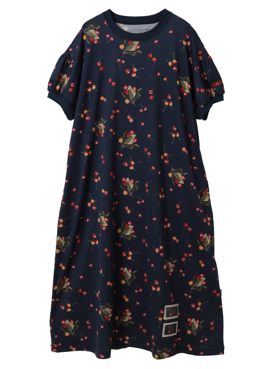 さくらんぼプリントカットソーワンピース 詳細画像 ネイビー 1