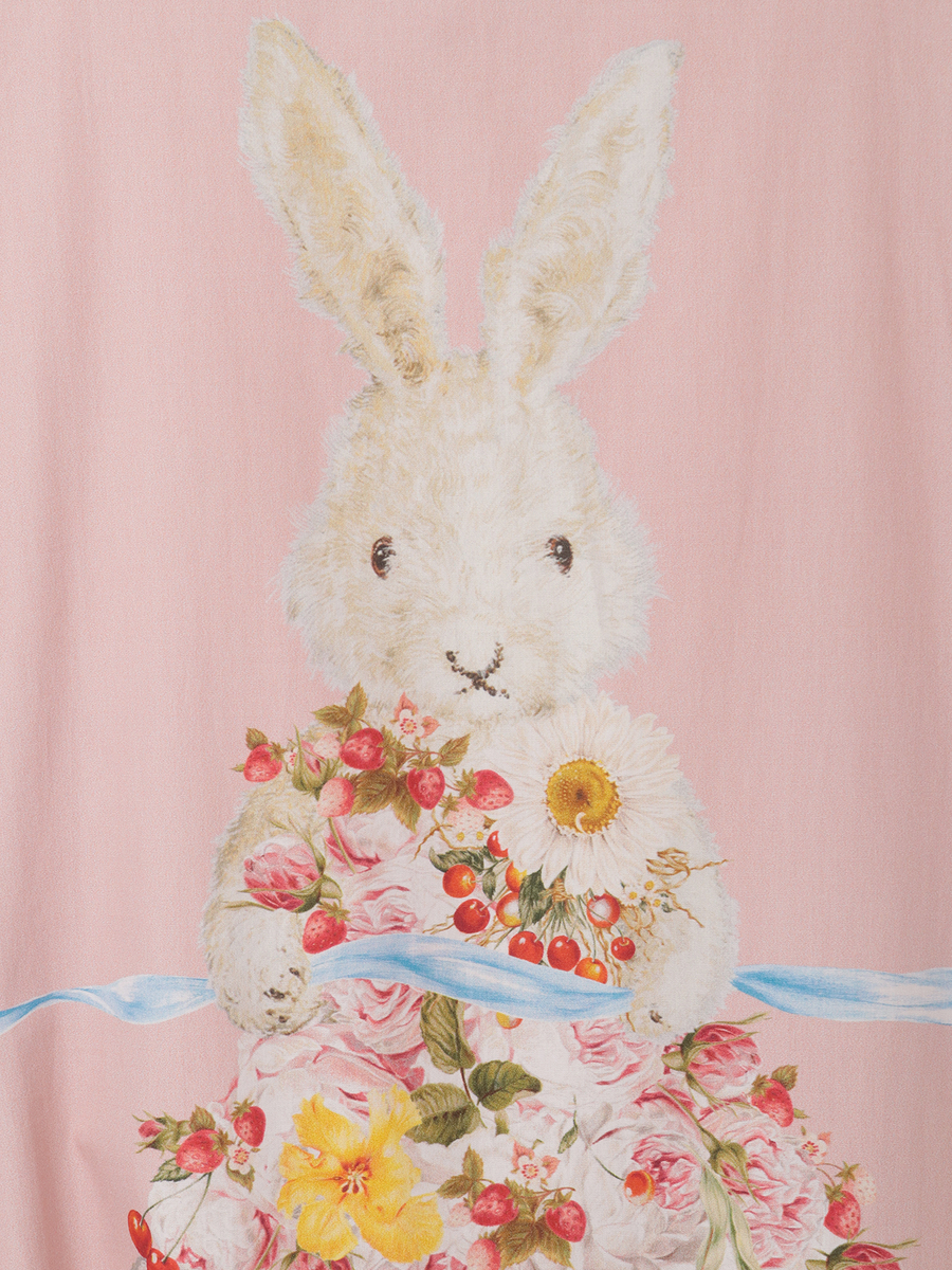 トロンプルイユラビットプリント使いカットソーワンピース 詳細画像 シロ 10