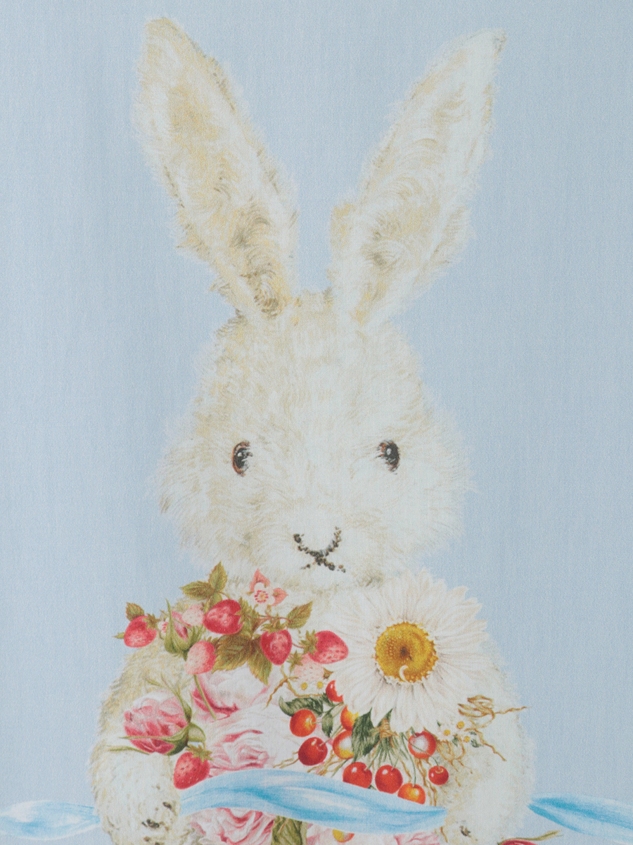 トロンプルイユラビットプリント使いカットソーワンピース 詳細画像 シロ 11