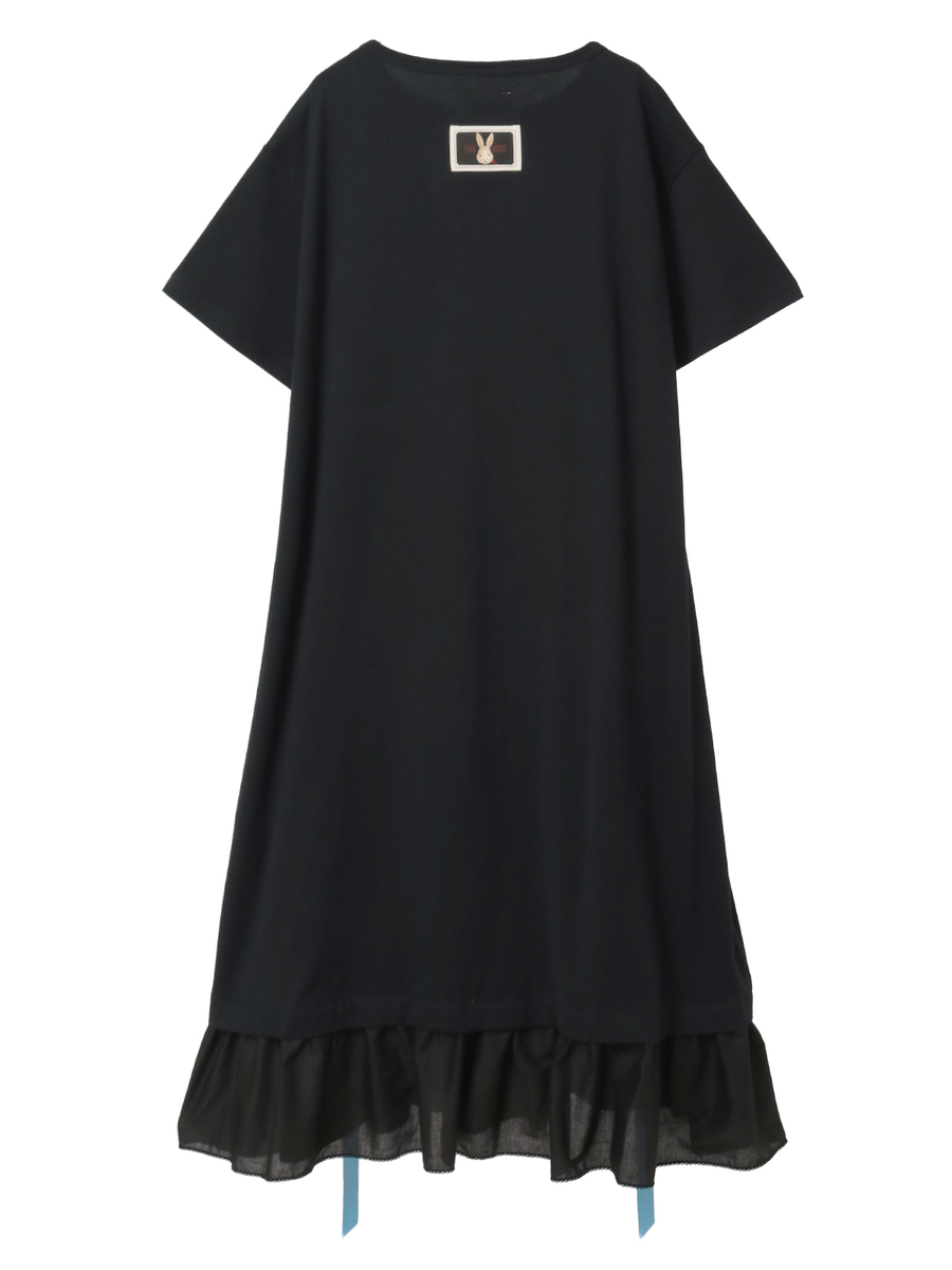 トロンプルイユラビットプリント使いカットソーワンピース 詳細画像 シロ 2