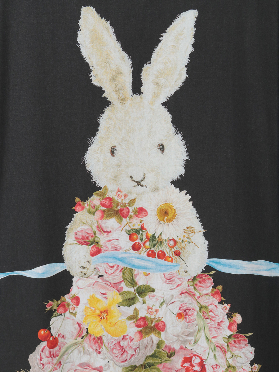 トロンプルイユラビットプリント使いカットソーワンピース 詳細画像 シロ 7