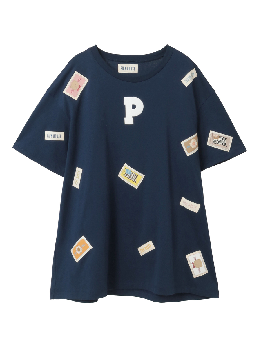 Pロゴ＆ネームワッペン使いカットソーチュニック 詳細画像 ネイビー 1