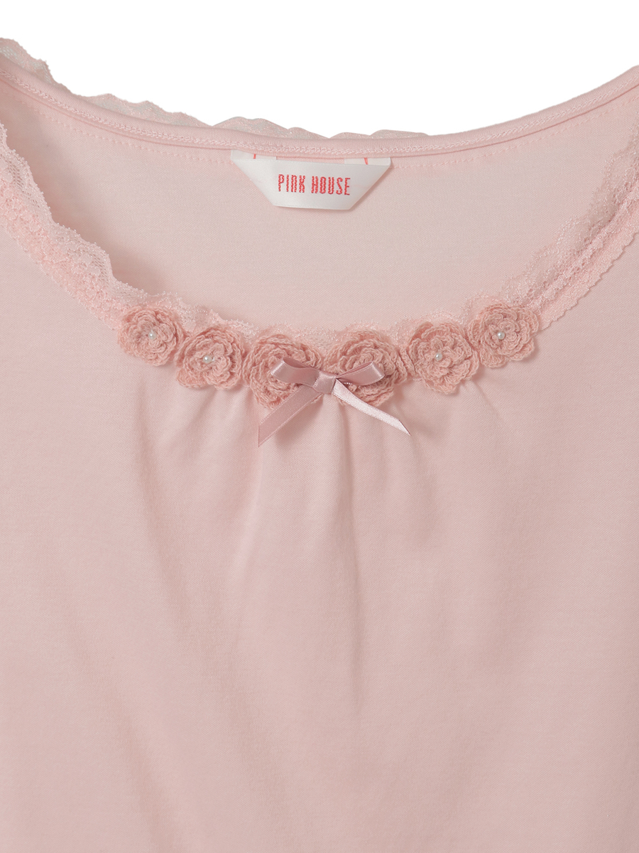 フラワーモチーフ付きキャミソール 詳細画像 アカ 3