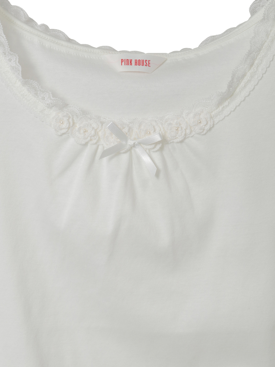 フラワーモチーフ付きキャミソール 詳細画像 アカ 6