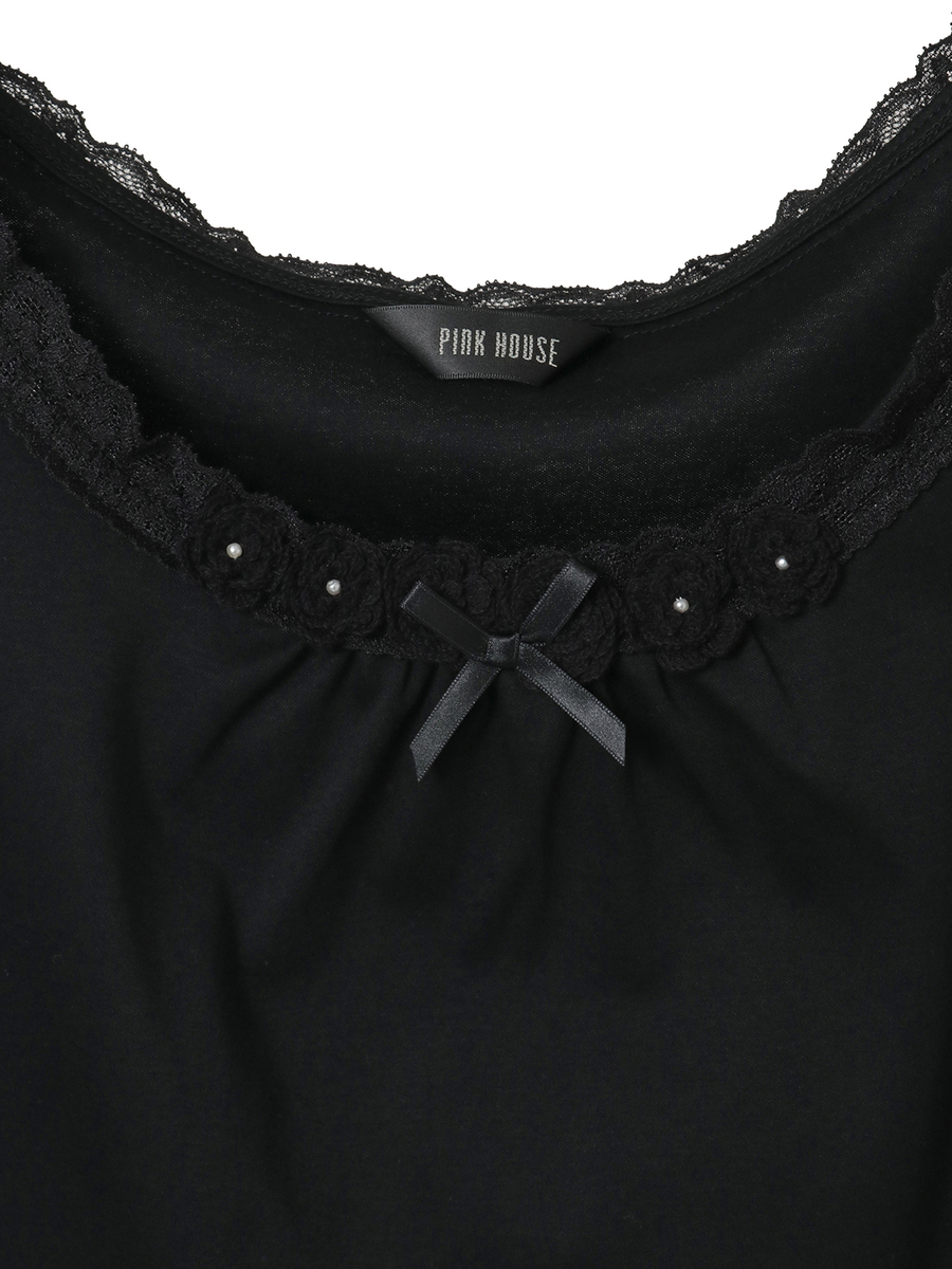 フラワーモチーフ付きキャミソール 詳細画像 アカ 7