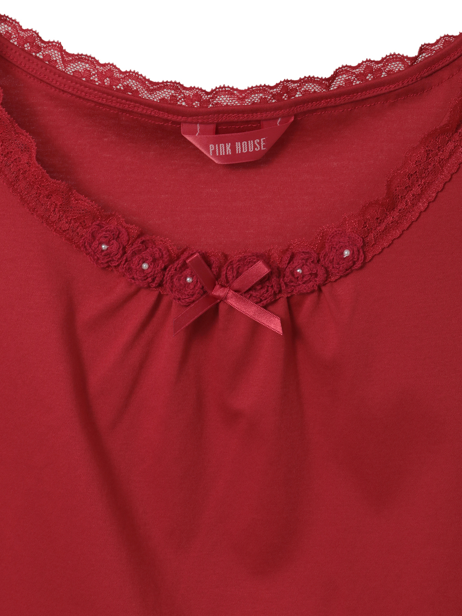 フラワーモチーフ付きキャミソール 詳細画像 アカ 8