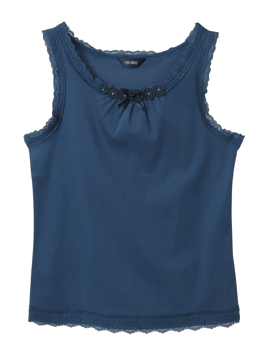 フラワーモチーフ付きキャミソール 詳細画像 ネイビー 1