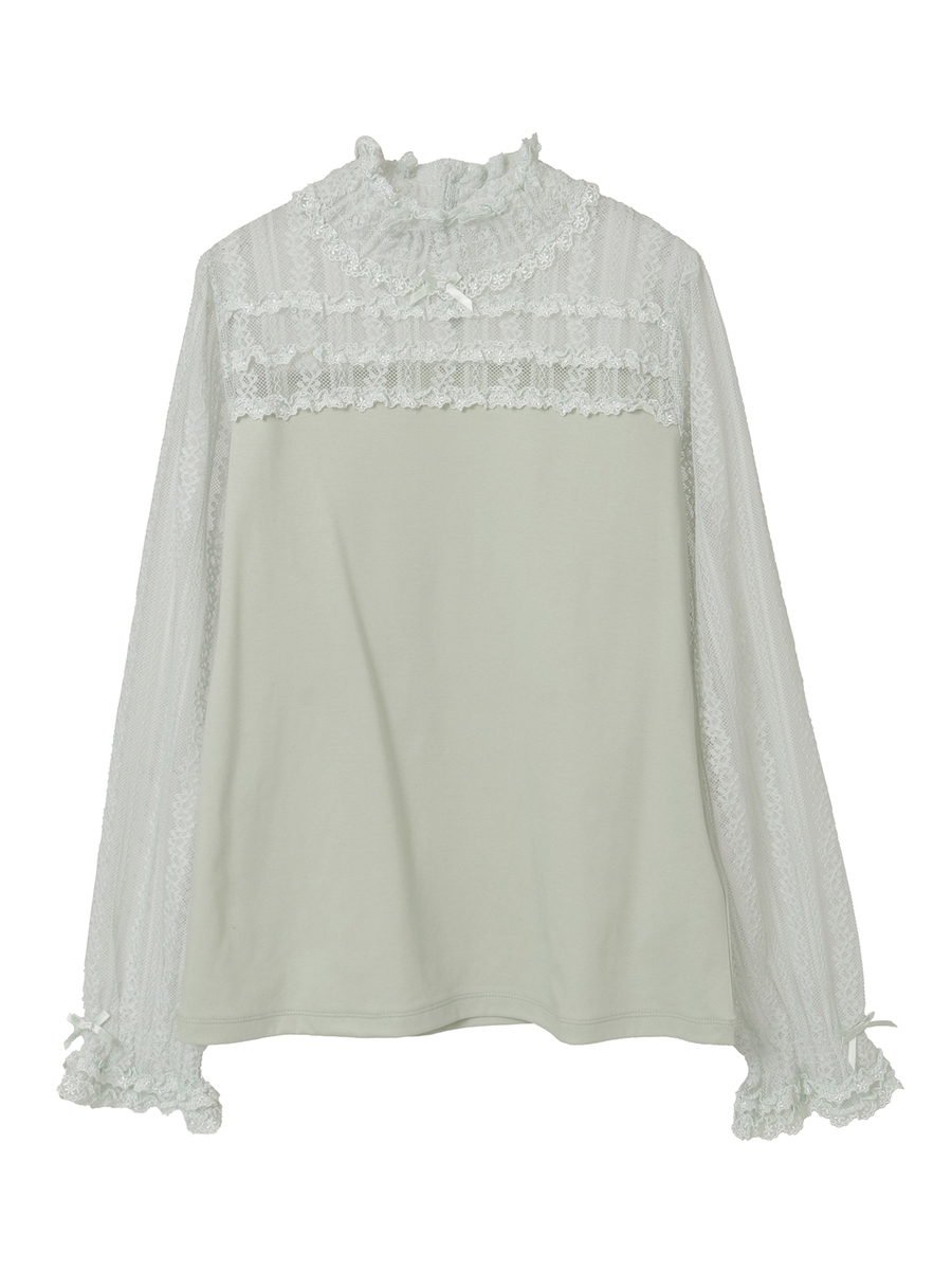 ウーリーレース使いカットソー 詳細画像 クロ 1