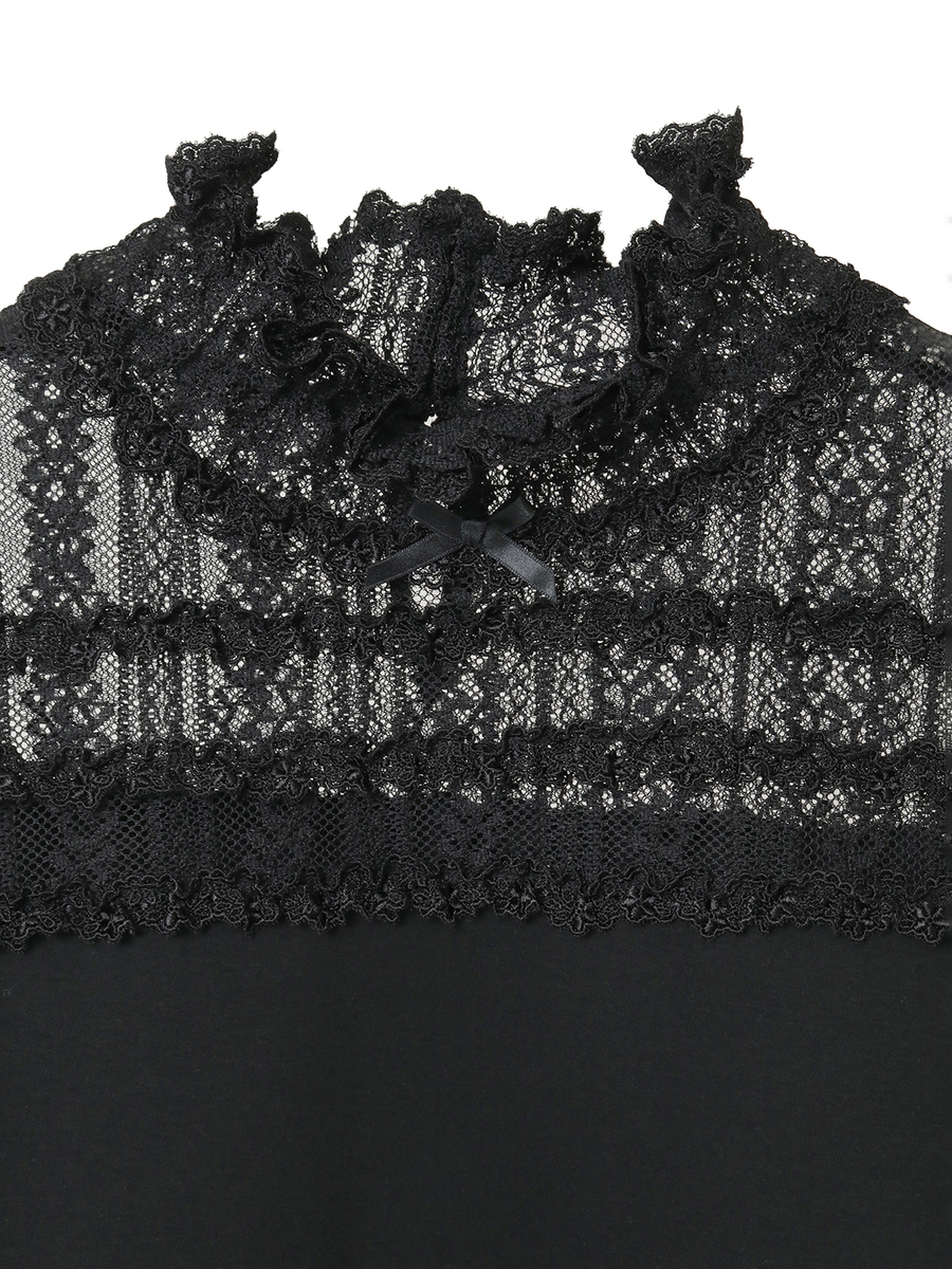 ウーリーレース使いカットソー 詳細画像 クロ 7