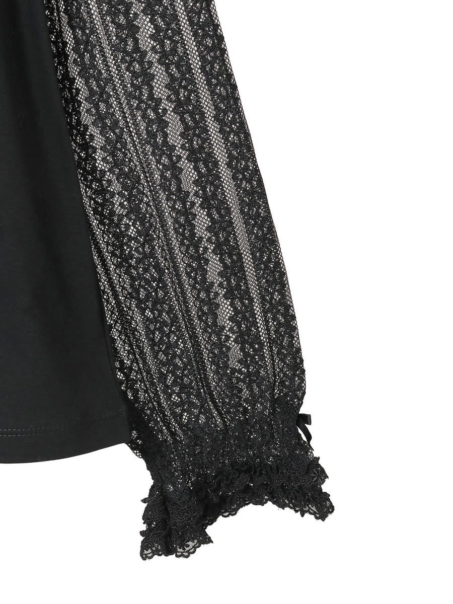 ウーリーレース使いカットソー 詳細画像 クロ 8