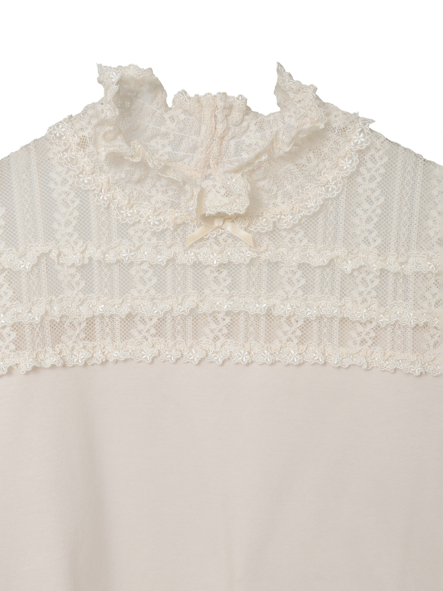 ウーリーレース使いカットソー 詳細画像 クロ 9