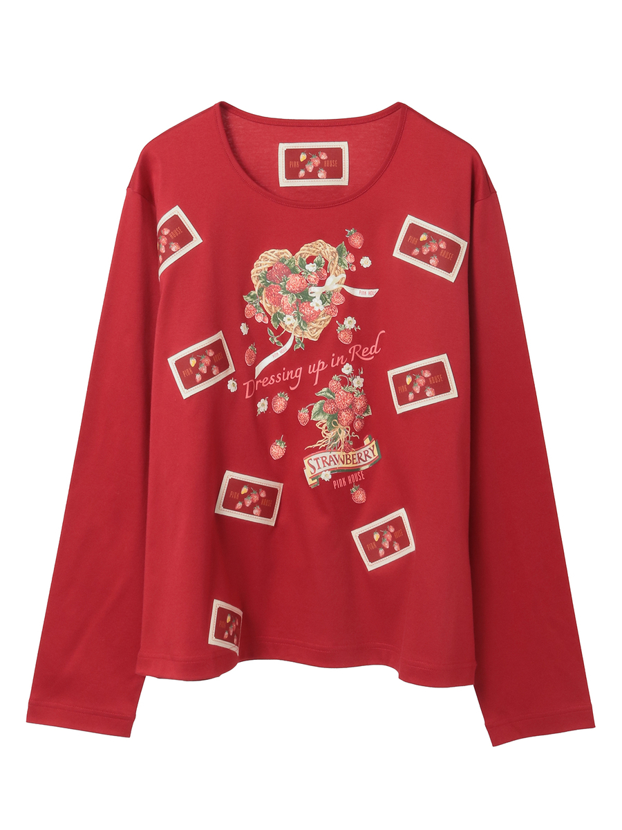 苺リースプリントカットソー 詳細画像 グリーン 1