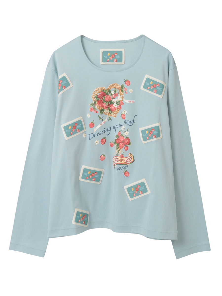 苺リースプリントカットソー 詳細画像 ブルー 1