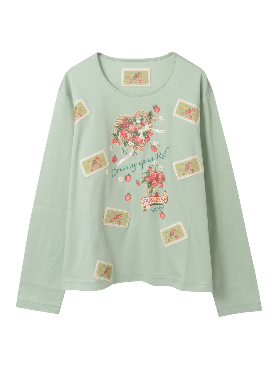 苺リースプリントカットソー 詳細画像 グリーン 1
