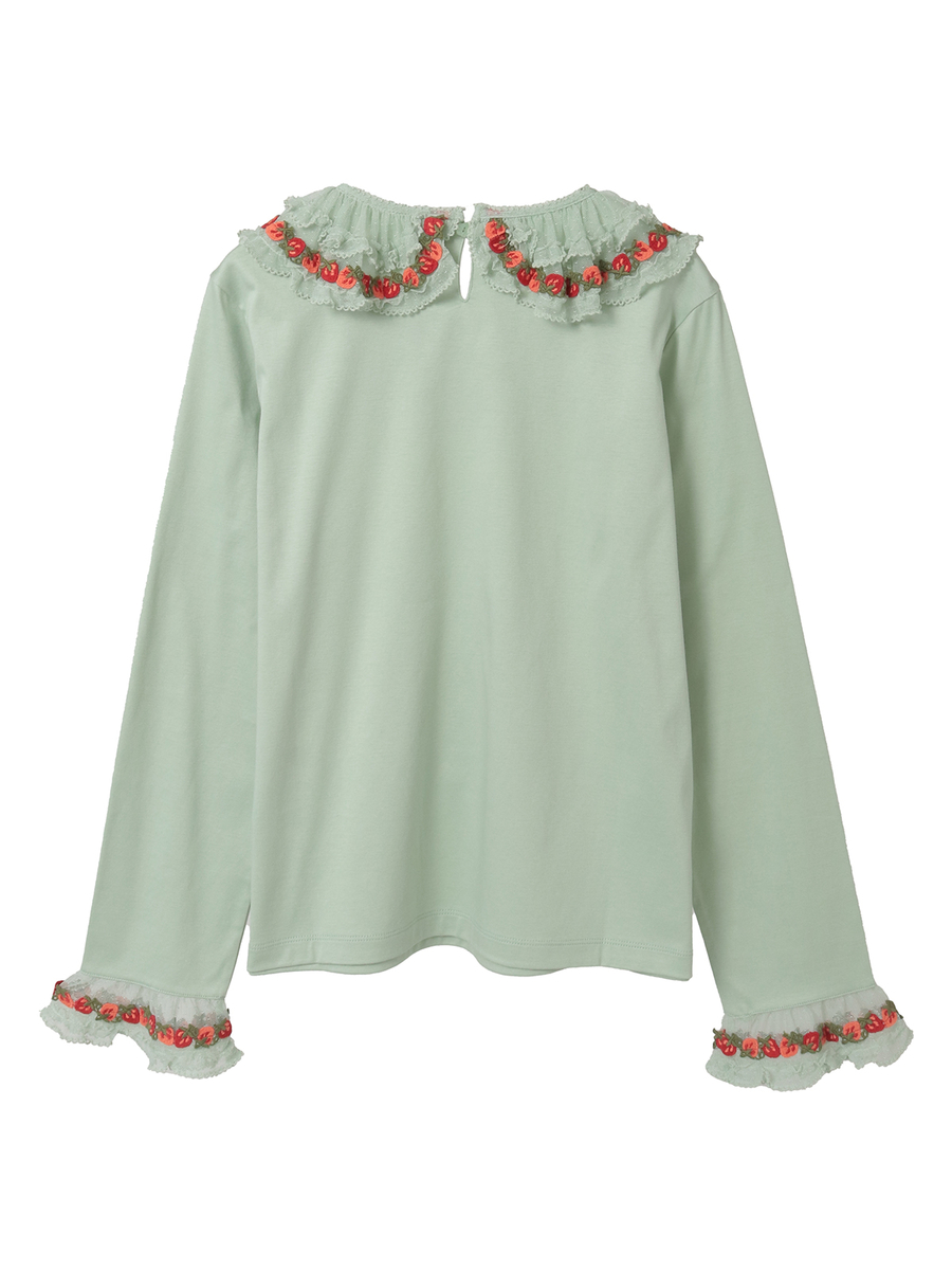 オリジナル苺ブレードレース&times;ドットチュール襟付きカットソー 詳細画像 グリーン 2