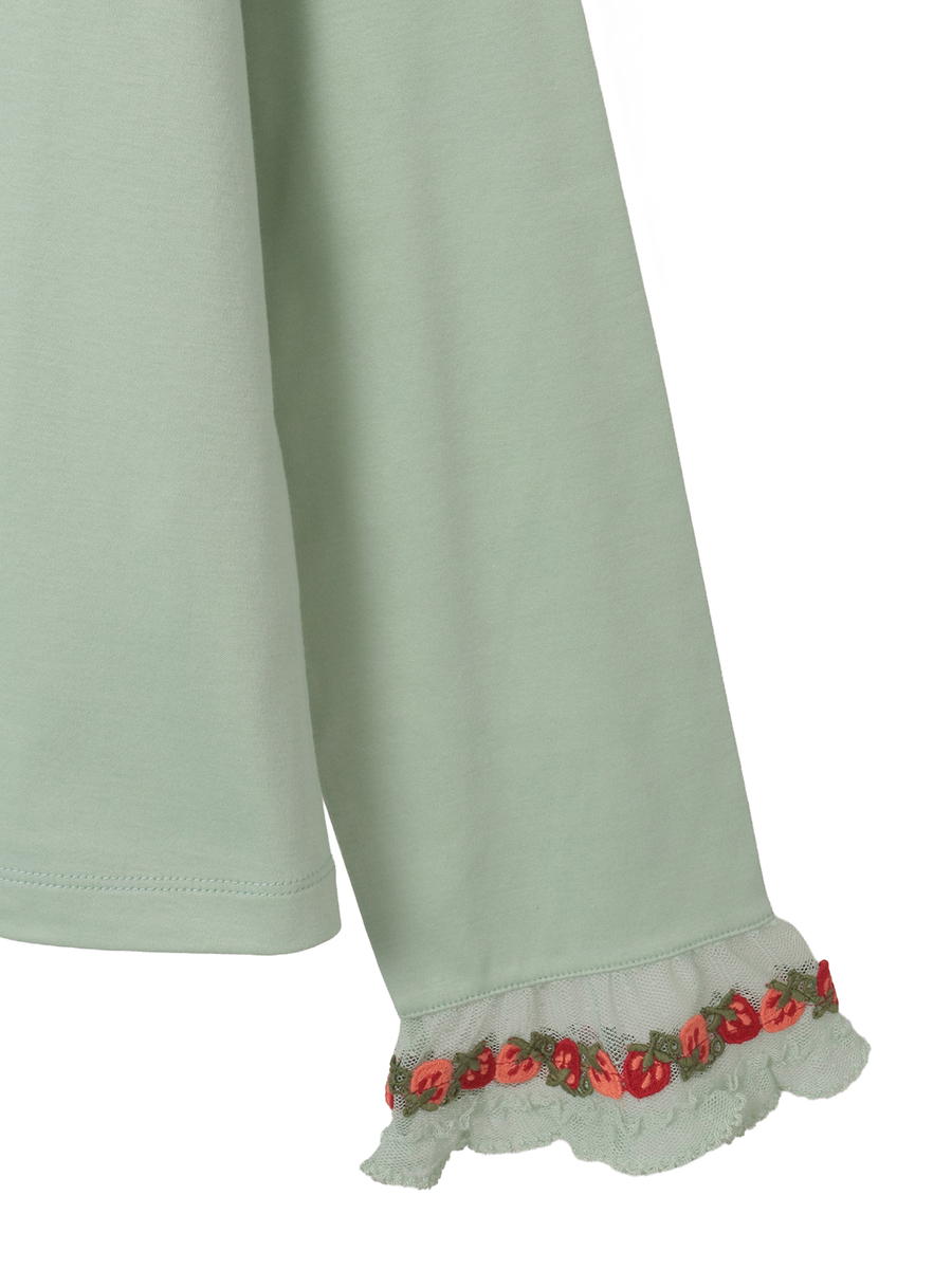 オリジナル苺ブレードレース&times;ドットチュール襟付きカットソー 詳細画像 グリーン 4