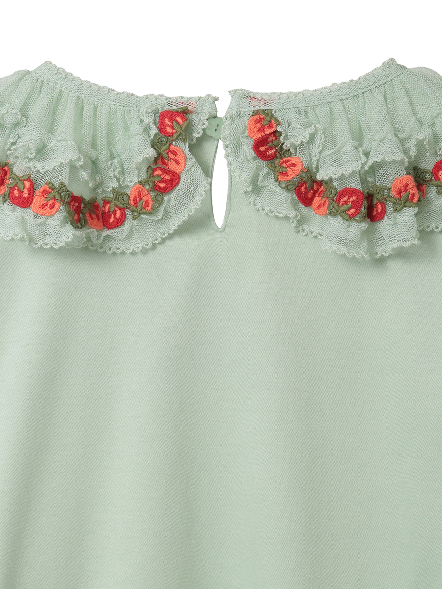 オリジナル苺ブレードレース&times;ドットチュール襟付きカットソー 詳細画像 グリーン 6