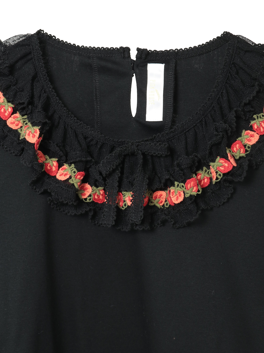 オリジナル苺ブレードレース&times;ドットチュール襟付きカットソー 詳細画像 グリーン 7