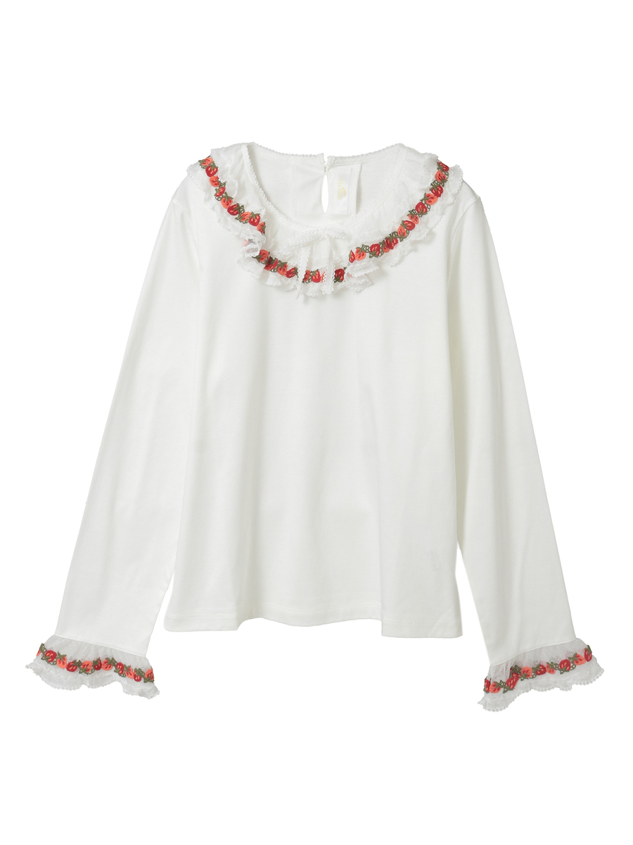 オリジナル苺ブレードレース&times;ドットチュール襟付きカットソー 詳細画像 キナリ 1