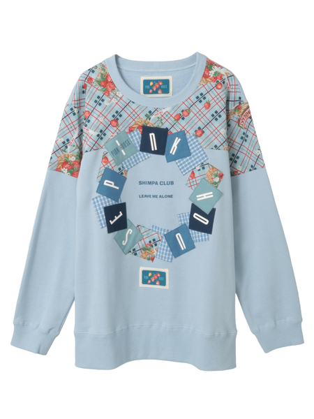 イニシャルロゴアップリケ使いトレーナー