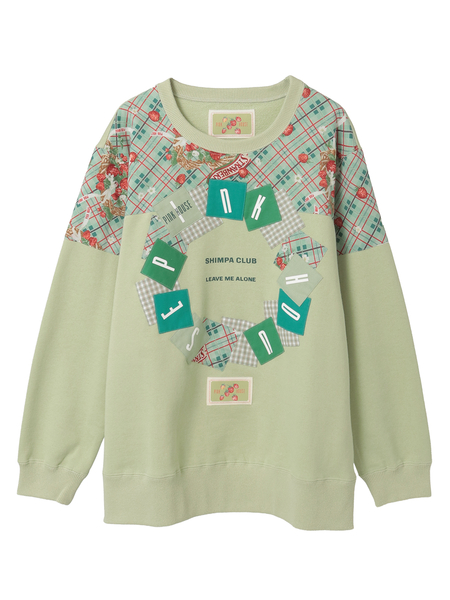 イニシャルロゴアップリケ使いトレーナー