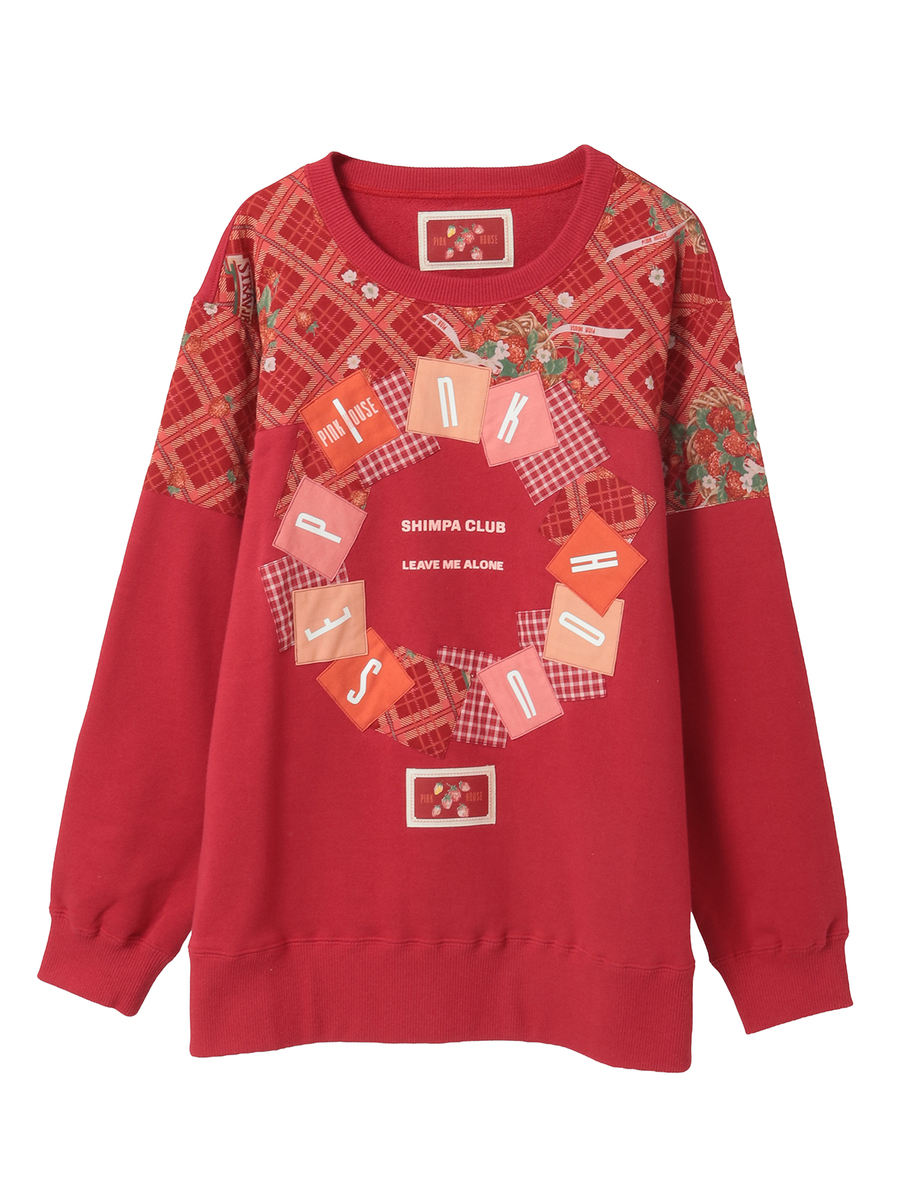 イニシャルロゴアップリケ使いトレーナー 詳細画像 アカ 1