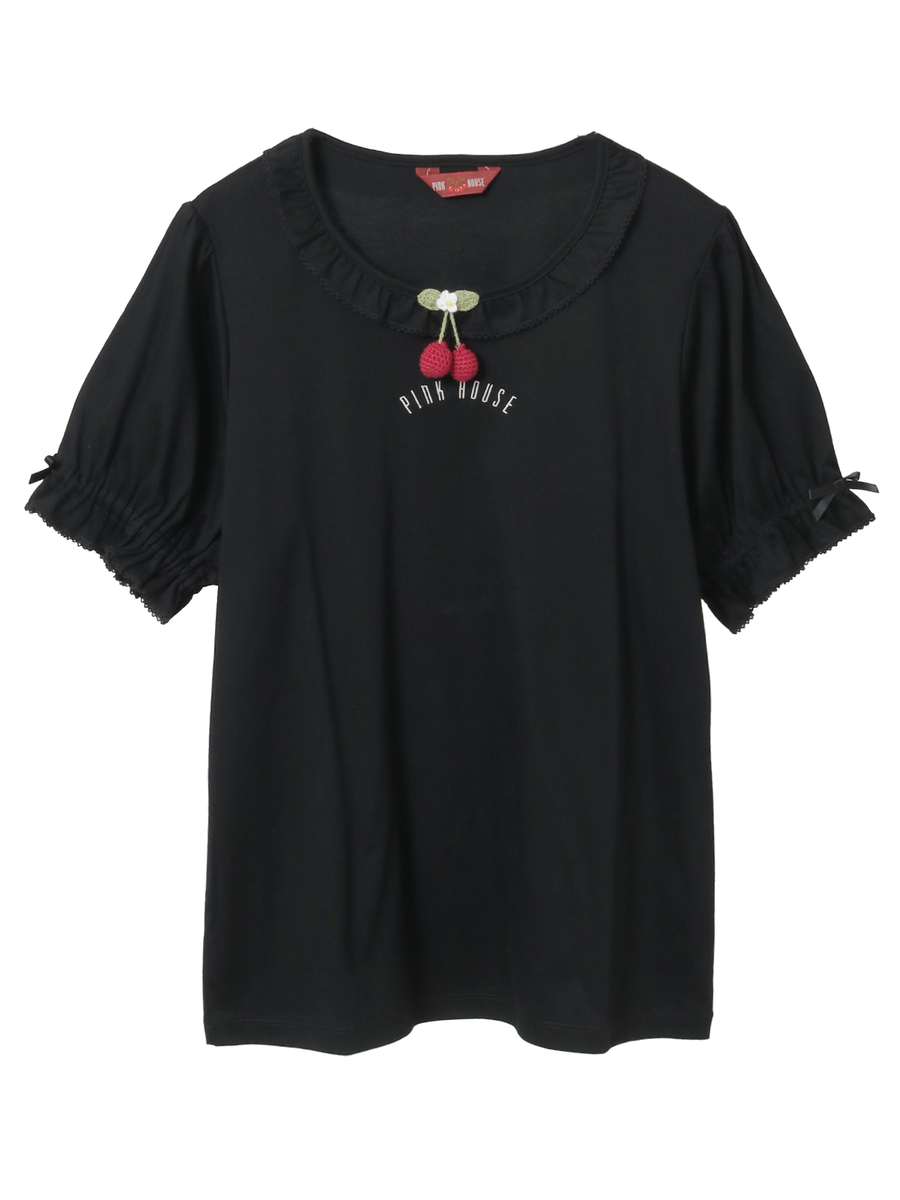 さくらんぼモチーフ付きカットソー 詳細画像 クロ 1