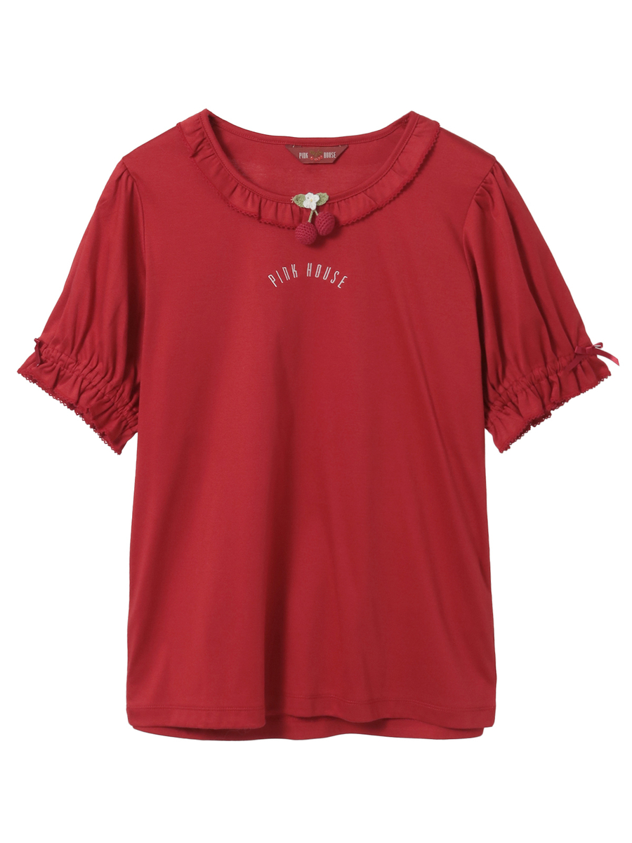 さくらんぼモチーフ付きカットソー 詳細画像 アカ 1