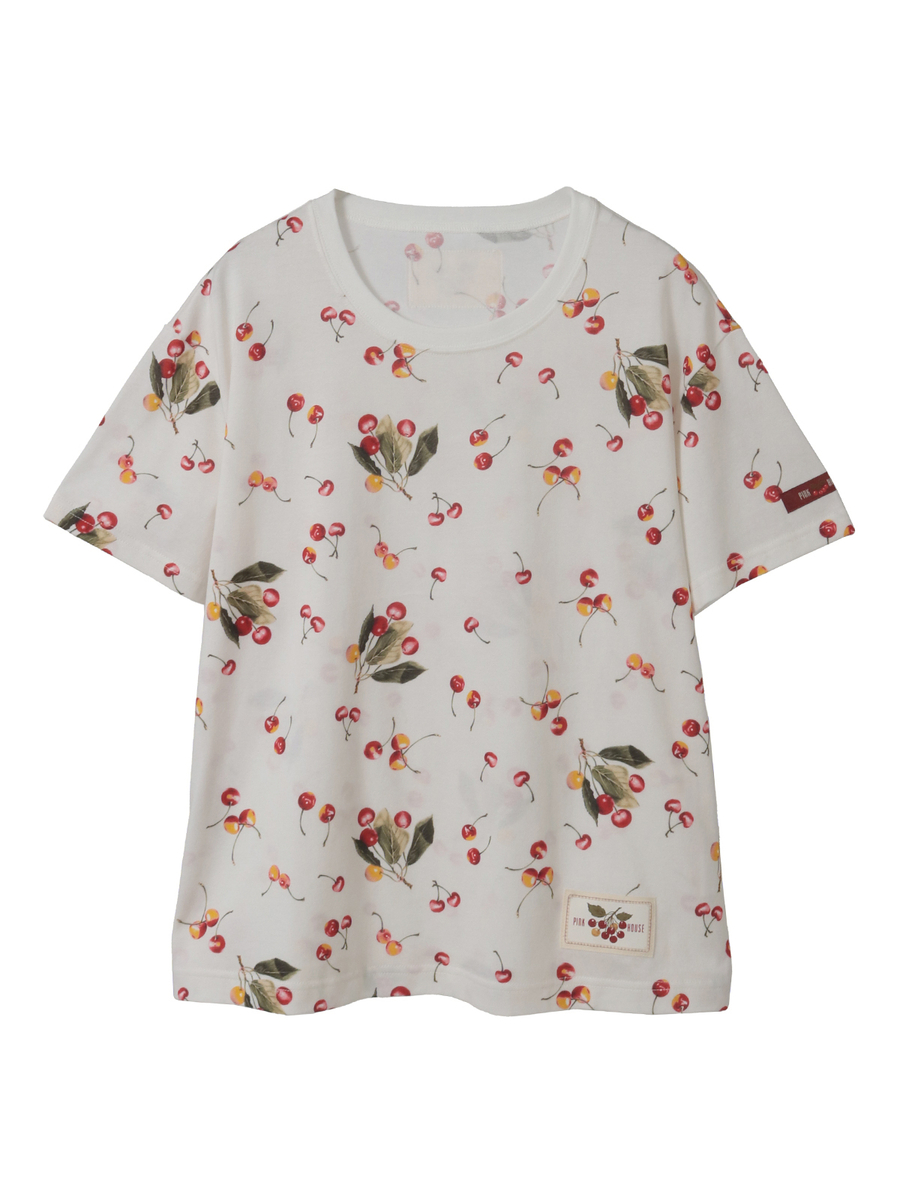 さくらんぼプリントカットソー 詳細画像 シロ 1