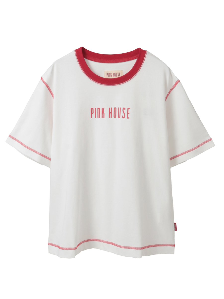 配色ロゴプリントカットソー 詳細画像 オフ&times;アカ 1