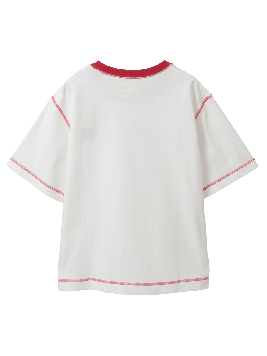 配色ロゴプリントカットソー 詳細画像 オフ&times;アカ 2