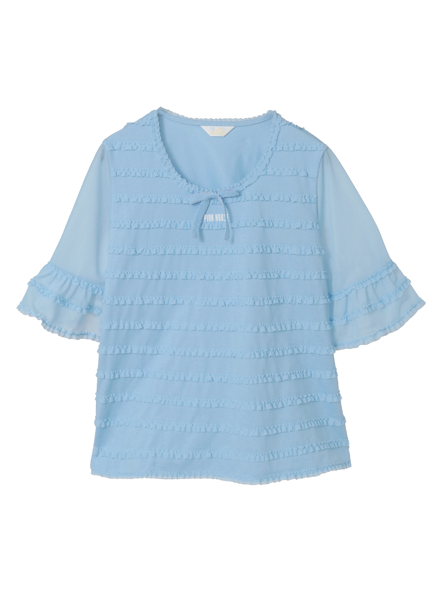 トリコットオーガンジーフリル使いカットソー 詳細画像 パープル 1