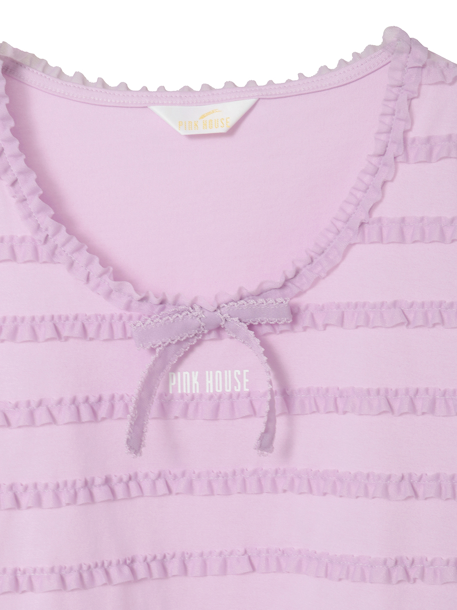 トリコットオーガンジーフリル使いカットソー 詳細画像 パープル 15