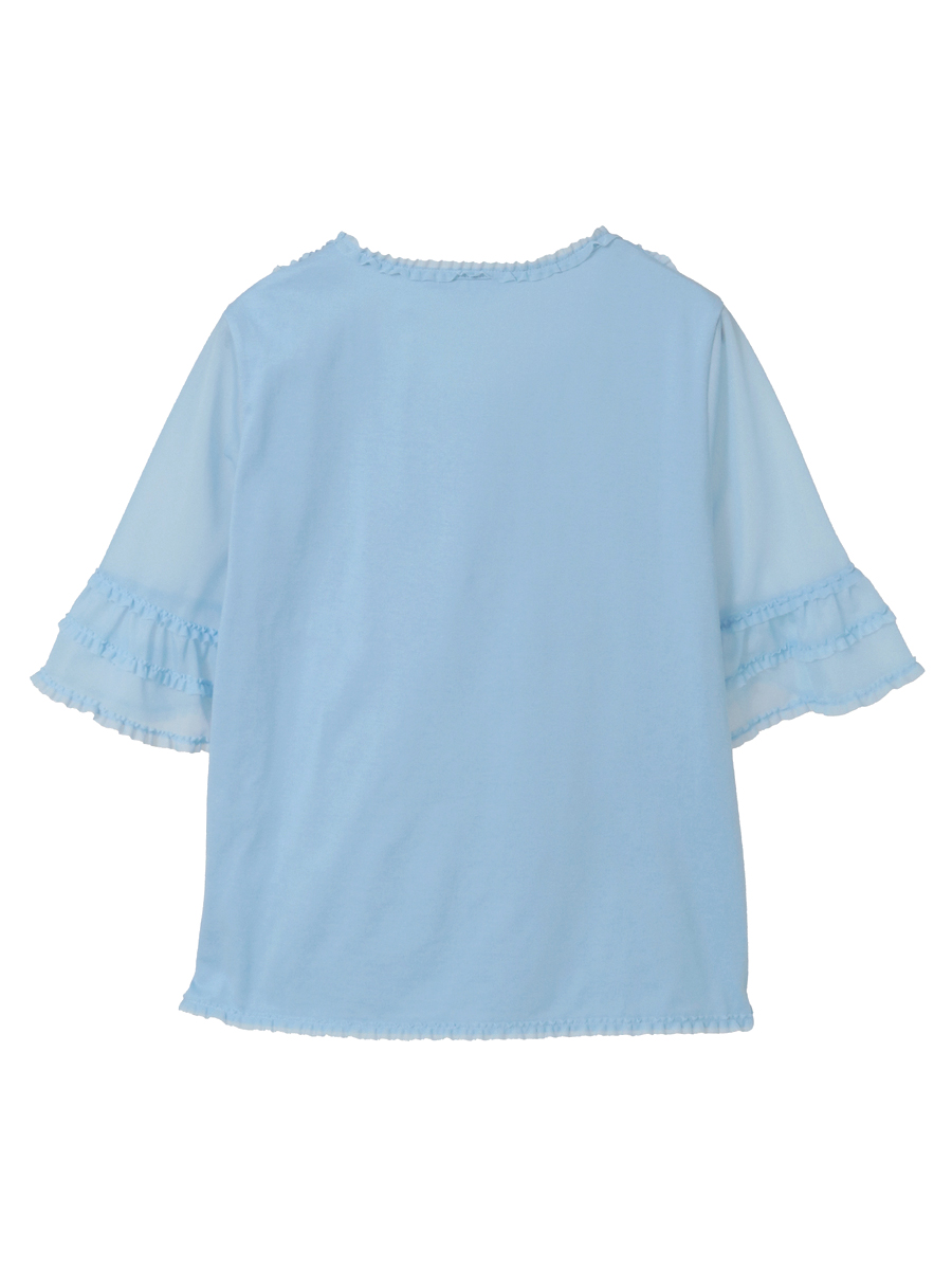 トリコットオーガンジーフリル使いカットソー 詳細画像 パープル 2