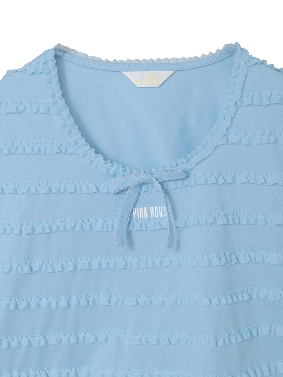 トリコットオーガンジーフリル使いカットソー 詳細画像 パープル 3