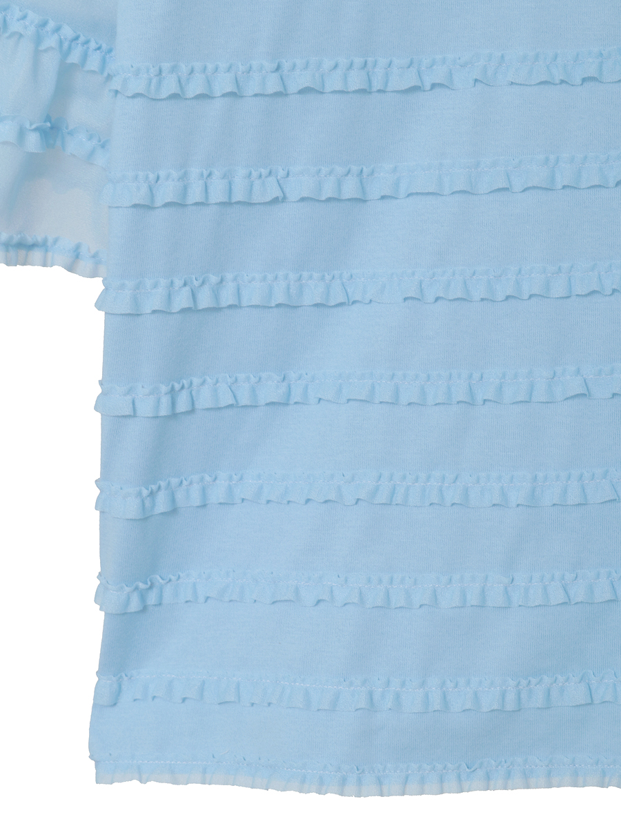 トリコットオーガンジーフリル使いカットソー 詳細画像 パープル 5