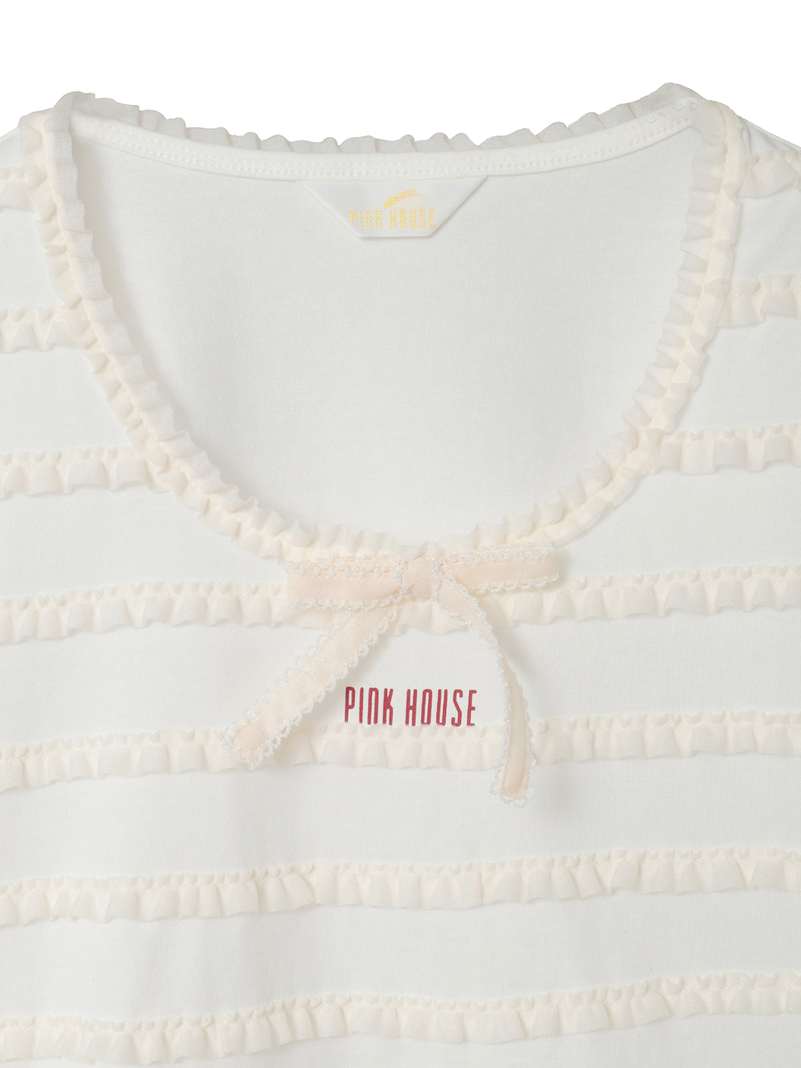 トリコットオーガンジーフリル使いカットソー 詳細画像 パープル 9