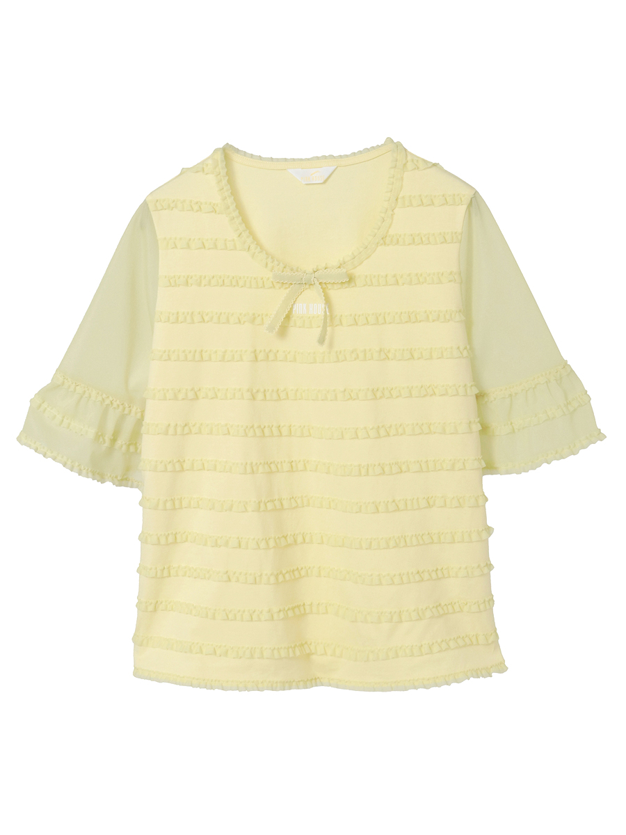トリコットオーガンジーフリル使いカットソー 詳細画像 イエロー 1